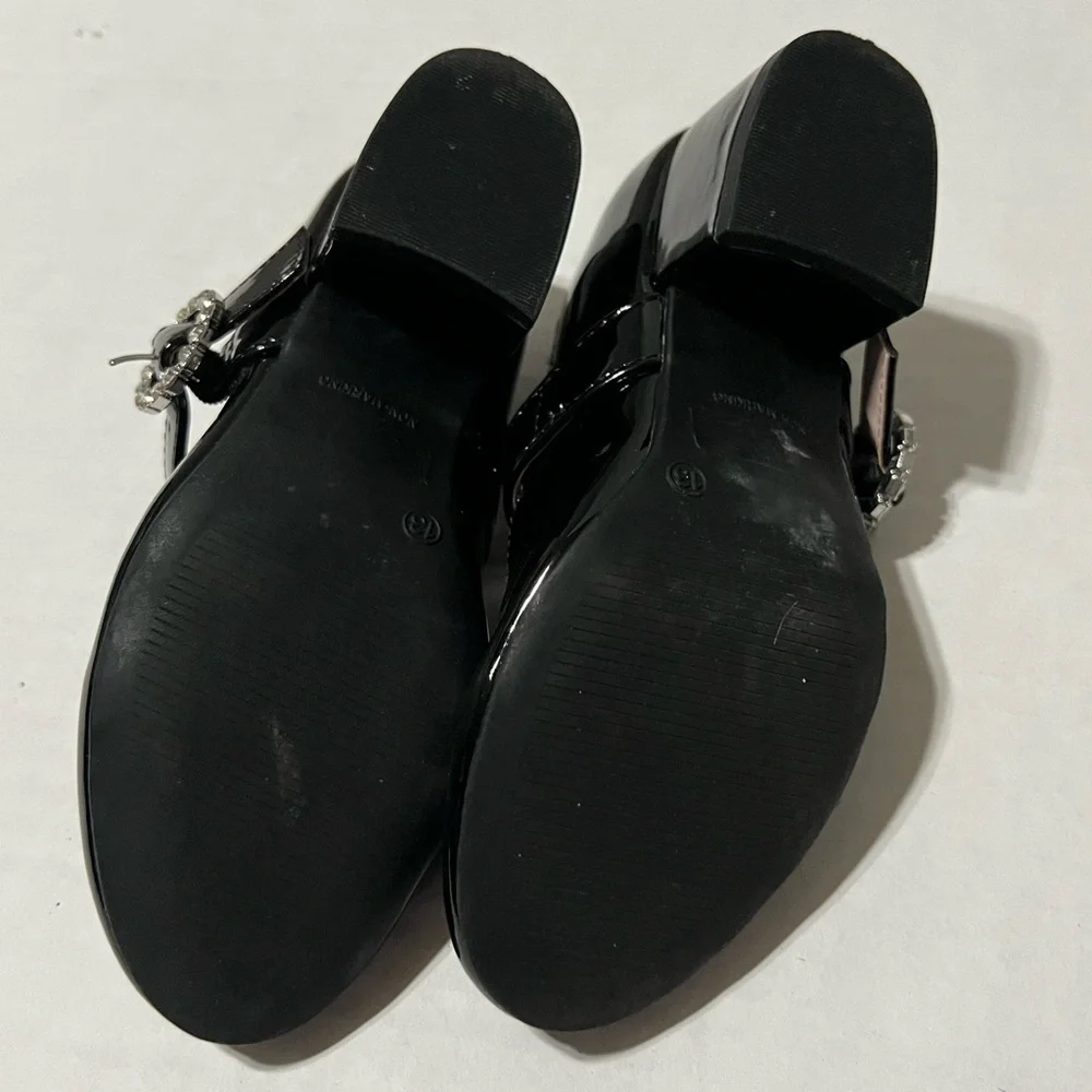 Nina Black Patent Mary Jane Heels Rhinestone Buckle kids Size 13M‎ Easter church